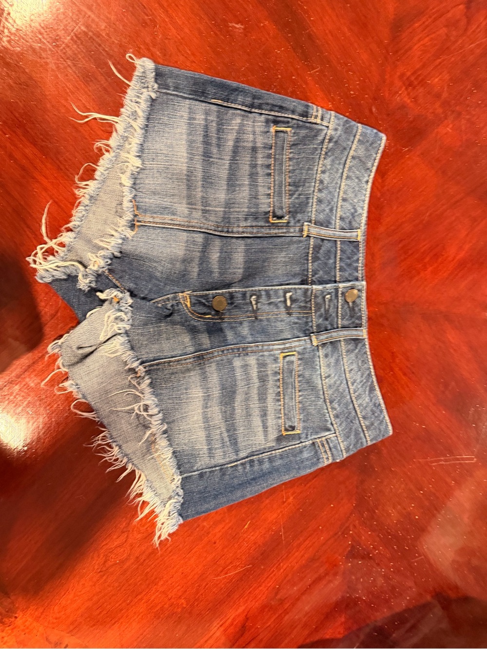 American Eagle Outfitters Distressed High-Rise Denim Shorts - Blue